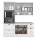 Ver imagem 4 de Cozinha Compacta Modulada 3 Peças 100% MDF com Torre Quente e Balcão com Tampo Branca/Calcare Emily
