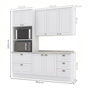 Ver imagem 3 de Cozinha Compacta Modulada 3 Peças 100% MDF com Torre Quente e Balcão com Tampo Branca/Calcare Emily