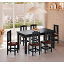 Ver imagem 1 de Conjunto Mesa de Madeira Preto 160x88 + 6 Cadeiras Estofadas Sfa