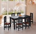 Ver imagem 1 de Conjunto Mesa de Madeira Preto 160x88 + 6 Cadeiras Estofadas Sfa