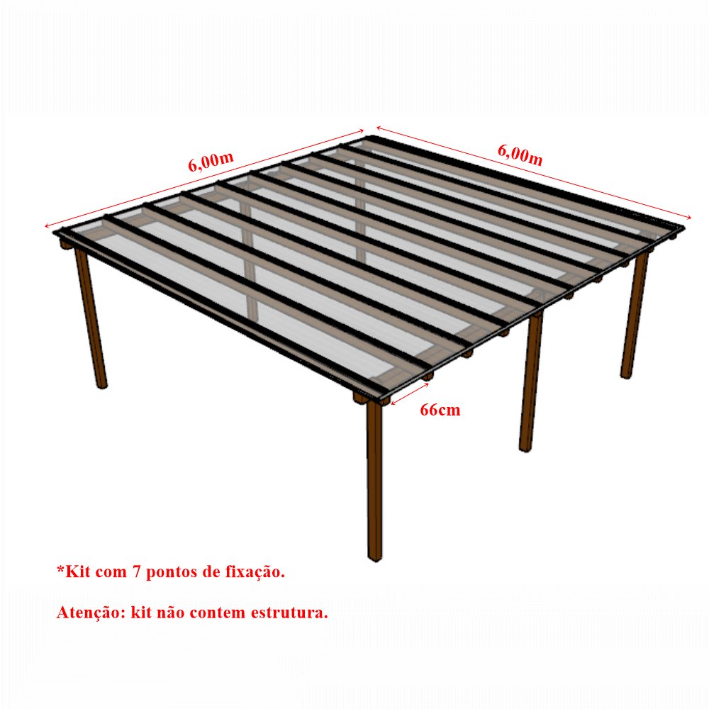 Ver imagem 2 de Cobertura Policarbonato Alveolar 6,00m x 6,00m - Cristal 6mm