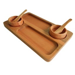 Petisqueira Madeira com 2 Espátulas e 2 Cumbucas em Madeira - 1