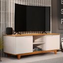 Ver imagem 2 de Rack para Sala Bancada de Tv 55 Pol 139cm Flow Off White/freijó - Ej Móveis