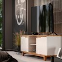 Ver mais imagens de Rack para Sala Bancada de Tv 55 Pol 139cm Flow Off White/freijó - Ej Móveis