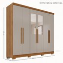 Ver imagem 5 de Guarda Roupa Casal Crsal 6 Portas de Bater 2 Gavetas MDP Cinamomo-Off White Multimóveis 180cm