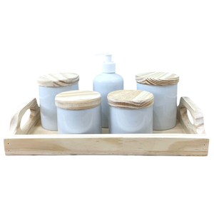 Kit Higiene Bebê 6 Pçs Liso - Porcelana e Pinus