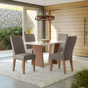 Ver imagem 1 de Conjunto Sala de Jantar Completo Mesa com 4 Cadeiras Rubi - Amendoa Off White