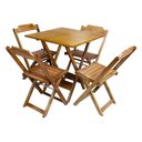 Ver imagem 2 de Kit 9 Conjuntos De Mesa Dobravel Com 4 Cadeiras De Madeira 70X70 Para Restaurante E Bar - Mel