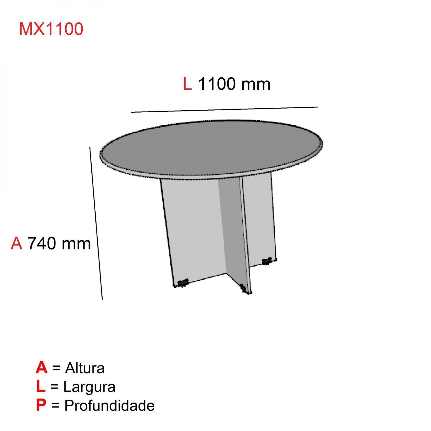 Mesa para Escritório de Reunião Redonda Maxxi MX1000 Pandin Móveis - 3