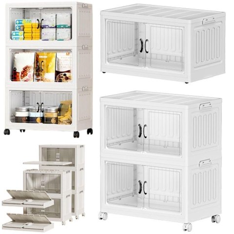 Armario 6 Portas 3 Andares Dobravel Organizador Brinquedos Carrinho Lavanderia Multiuso Caixa