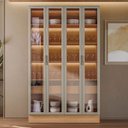 Ver imagem 1 de Cristaleira Allure 4 Portas 2 Gavetas com Vidro 100% Mdf Jequiti/gris Fosco - Linea Brasil