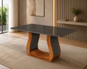Ver imagem 1 de Mesa de Jantar 6 Lugares Retangular com Vidro Inspirare Mel e Cinza