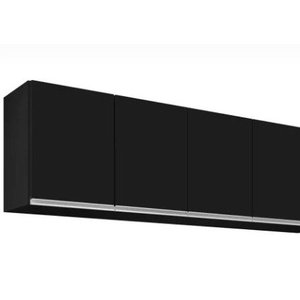 Armário Aéreo Multiuso 1,20m Michelangelo Preto Fosco 100% Mdf 15mm Rino Móveis