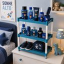 Ver imagem 7 de Estante Organizadora Multiuso 3 Prateleiras Vazada 36cm Azul e Branco Ghittoni