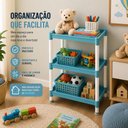 Ver imagem 4 de Estante Organizadora Multiuso 3 Prateleiras Vazada 36cm Azul e Branco Ghittoni
