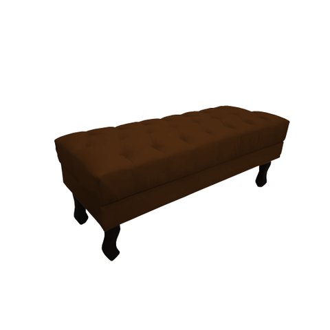 Recamier Baú Luis Xv Capitonê Retrô 120 cm Couro Marrom Mz Decor