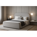 Ver imagem 1 de Cama Estofada Casal 1.40m Cabeceira Base Estofadas Visual Sofisticado Design Moderno Cinza