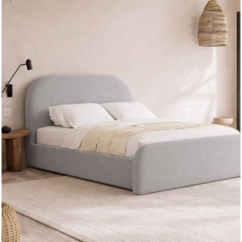 Cama Estofada Casal 1.40m Cabeceira Base Estofadas Visual Sofisticado Design Moderno Cinza