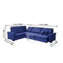 Ver imagem 3 de Sofá Manchester 2.63mx3.83m de Canto, Retrátil e Reclinável - Azul