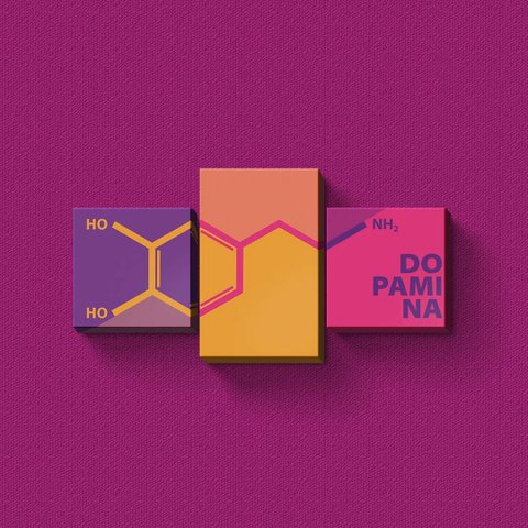 Dopamina - Quadros Modulares ou Placas Modulares Decorativas com 3 Peças