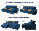 Ver imagem 4 de Sofá Retrátil Reclinável Supremo 2,50m Velut Azul Marinho C/ Molas