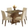 Conjunto Sala de Jantar Mesa Tampo de Vidro 4 Cadeiras Madesa - 2