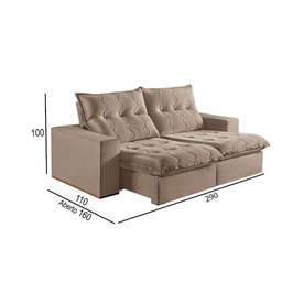 Sofá 5 Lugares Retrátil e Reclinável Martins M-177 Veludo Bege - 3 Sofá 5 Lugares Retrátil e Reclinável Martins M-177 Veludo Bege - 3