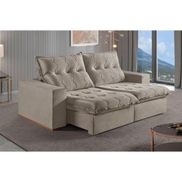 Sofá 5 Lugares Retrátil e Reclinável Martins M-177 Veludo Bege - 2 Sofá 5 Lugares Retrátil e Reclinável Martins M-177 Veludo Bege - 2