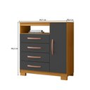Ver imagem 4 de Guarda-Roupa Solteiro 4 Portas 2 Gavetas e Cômoda Sapateira 4 Gavetas Itapema Cinza/Carvalho Americano/Grafite
