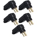 Ver imagem 1 de 5 Plug Plugue Macho 3 Pinos 10a 90 Graus Prensa Cabos Preto Margirius