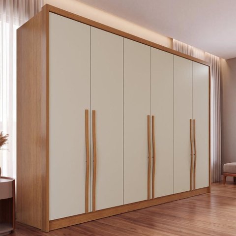 Guarda-Roupa Casal com 6 Portas e 6 Gavetas Multimóveis Crnvh-GRP145 Cinamomo/Bege