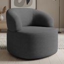 Ver imagem 1 de Poltrona Giratória Orgânica para Sala de Estar Living Helena L02 Linho Cinza Escuro - Lyam Decor
