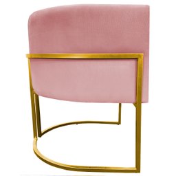 Poltrona Decorativa Para Sala Recepção Escritório Luna Suede Base de Ferro Dourada - 4