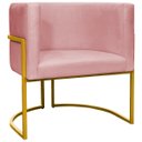 Ver imagem 1 de Poltrona Decorativa Para Sala Recepção Escritório Luna Suede Base de Ferro Dourada