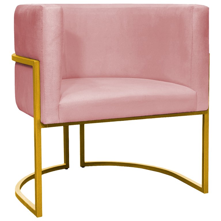 Poltrona Decorativa Para Sala Recepção Escritório Luna Suede Base de Ferro Dourada Poltrona Decorativa Para Sala Recepção Escritório Luna Suede Base de Ferro Dourada