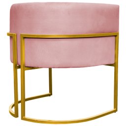 Poltrona Decorativa Para Sala Recepção Escritório Luna Suede Base de Ferro Dourada - 5