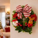 Ver imagem 4 de Guirlanda Natal Decoração Laço Enfeite Papai Noel Rena 25cm