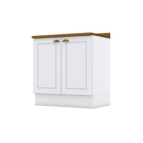 Balcão de Cozinha Modulado C/ Tampo Americana C/ 2 Portas 80cm Branco - Henn