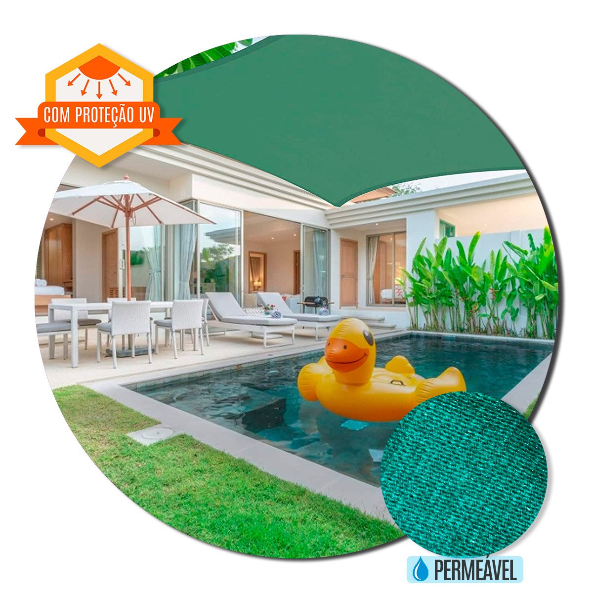 Tela Toldo de Sombreamento Shade Decorativa Verde - 4x11,5 - 1
