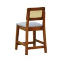 Ver imagem 5 de Kit 2 Banquetas Baixa-cadeira Gabi Madeira Maciça Encosto Telinha - Amêndoa Assento Estof. Linho