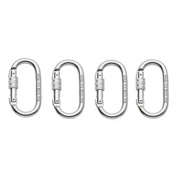 4 Mosquetão Oval Aço Trava Rosca 25kn Nbr Ce En U - 1