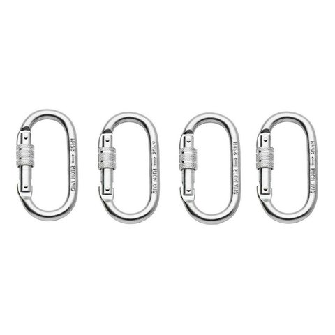 4 Mosquetão Oval Aço Trava Rosca 25kn Nbr Ce En U