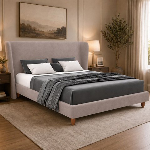 Cama Japonesa com Cabeceira Corea Queen Veludo Nobre Avelã - Sallar Home