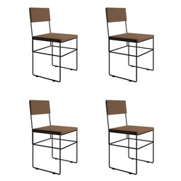 Kit 4 Cadeiras de Jantar Industrial Estofadas Veludo Marrom Aço Preto Vitoria Marrom - 1