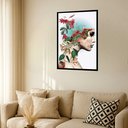 Ver imagem 2 de Quadro Decorativo Surrealismo Mulher Flores Maracujá 70x50cm:moldura Preta