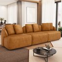 Ver imagem 1 de Sofá 3 Lugares para Sala de Estar Living 228cm Arlo F04 Couríssimo Whisky - Lyam Decor