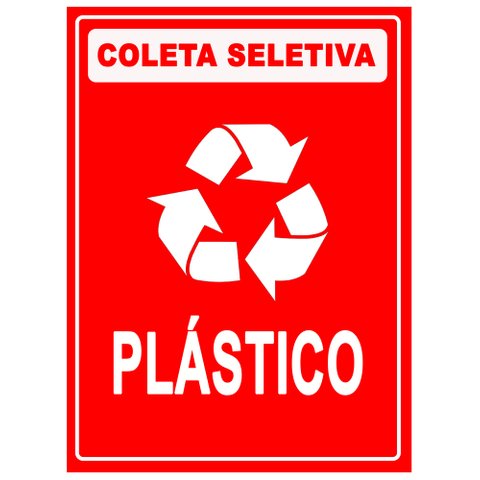 Placa Coleta Seletiva Condomínio Material Reciclável - Plástico Reciclável 15x20cm Tacolado 03 Unida