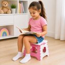Ver imagem 7 de Banqueta Dobravel Infantil Rosa Cadeira Multiuso Banheiro Quarto Lanche Camping Praia Alca Portatil