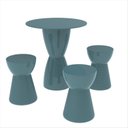 Ver imagem 1 de Conjunto Mesa Redonda 60x82cm 3 Banquetas Fit Grifit Azul/Lazuli