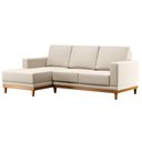 Ver imagem 1 de Sofá Living 200cm 3 Lugares com Chaise Esquerdo Kayrós D05 Linho Bege - Mpozenato